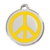 Red Dingo Stainless Steel Engraved Dog Tag Peace Yellow -PetJoy Shop 01 PC YE LG