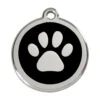 Red Dingo Stainless Steel Engraved Dog Tag Paw Print Black -PetJoy Shop 01 PP BB LG