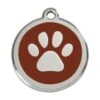 Red Dingo Stainless Steel Engraved Dog Tag Paw Print Brown -PetJoy Shop 01 PP BR LG