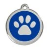 Red Dingo Stainless Steel Engraved Dog Tag Paw Print Navy -PetJoy Shop 01 PP DB LG