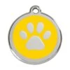 Red Dingo Stainless Steel Engraved Dog Tag Paw Print Yellow -PetJoy Shop 01 PP YE LG