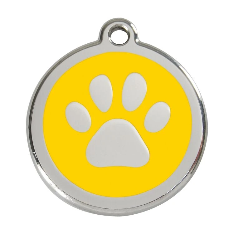 Red Dingo Stainless Steel Engraved Dog Tag Paw Print Yellow 3 Red Dingo Stainless Steel Engraved Dog Tag Paw Print Yellow