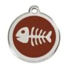 Red Dingo Stainless Steel Engraved Dog Tag Fish Skeleton Brown -PetJoy Shop 01 SK BR LG