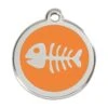 Red Dingo Stainless Steel Engraved Dog Tag Fish Skeleton Orange -PetJoy Shop 01 SK OR LG