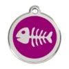 Red Dingo Stainless Steel Engraved Dog Tag Fish Skeleton Purple -PetJoy Shop 01 SK PU LG