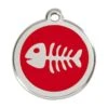 Red Dingo Stainless Steel Engraved Dog Tag Fish Skeleton Red -PetJoy Shop 01 SK RE LG