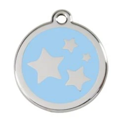 Red Dingo Stainless Steel Engraved Dog Tag Stars Light Blue