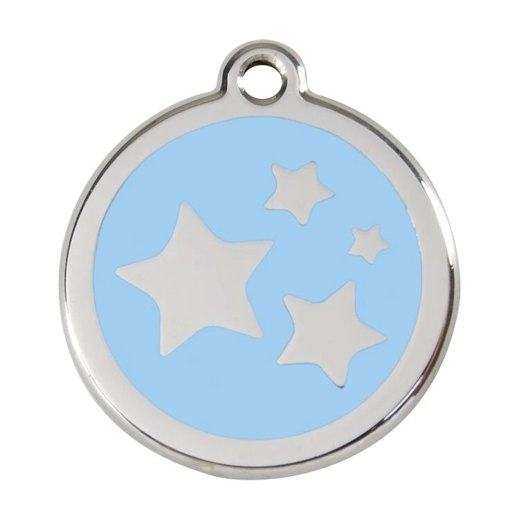 Red Dingo Stainless Steel Engraved Dog Tag Stars Light Blue 3 Red Dingo Stainless Steel Engraved Dog Tag Stars Light Blue