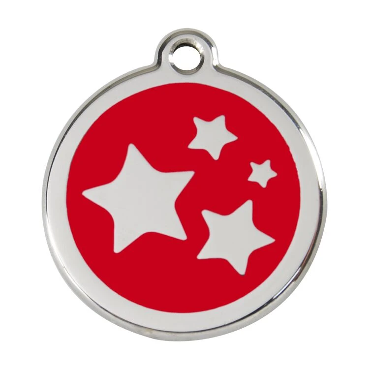Red Dingo Stainless Steel Engraved Dog Tag Stars Red 3 Red Dingo Stainless Steel Engraved Dog Tag Stars Red