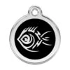 Red Dingo Stainless Steel Engraved Dog Tag Tribal Fish Black -PetJoy Shop 01 TF BB LG