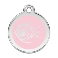 Red Dingo Stainless Steel Engraved Dog Tag Tribal Fish Pink