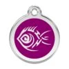 Red Dingo Stainless Steel Engraved Dog Tag Tribal Fish Purple -PetJoy Shop 01 TF PU LG