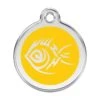 Red Dingo Stainless Steel Engraved Dog Tag Tribal Fish Yellow -PetJoy Shop 01 TF YE LG