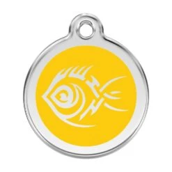 Red Dingo Stainless Steel Engraved Dog Tag Tribal Fish Yellow