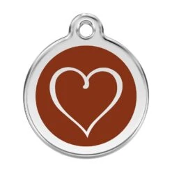 Red Dingo Stainless Steel Engraved Dog Tag Tribal Heart Brown