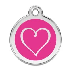 Red Dingo Stainless Steel Engraved Dog Tag Tribal Heart Hot Pink