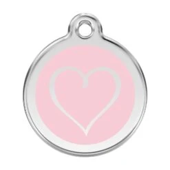 Red Dingo Stainless Steel Engraved Dog Tag Tribal Heart Pink