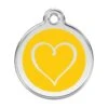 Red Dingo Stainless Steel Engraved Dog Tag Tribal Heart Yellow -PetJoy Shop 01 TH YE LG