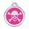 Red Dingo Stainless Steel Engraved Dog Tag Cross Bone Hot Pink -PetJoy Shop 01 XB HP LG