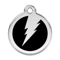 Red Dingo Stainless Steel Engraved Dog Tag Flash Black