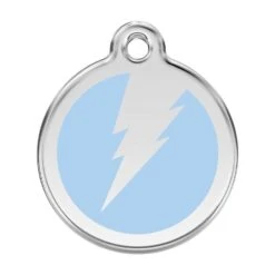 Red Dingo Stainless Steel Engraved Dog Tag Flash Light Blue