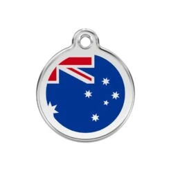 Red Dingo Stainless Steel Engraved Dog Tag Australian Flag Navy