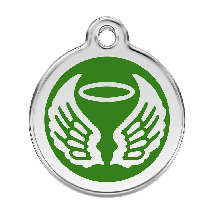 Red Dingo Stainless Steel Engraved Dog Tag Angel Wings Green 3 Red Dingo Stainless Steel Engraved Dog Tag Angel Wings Green