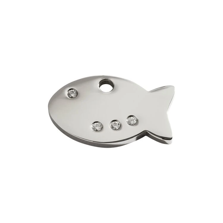 Red Dingo Diamante Engraved Cat Tag Fish 3 Red Dingo Diamante Engraved Cat Tag Fish