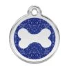 Red Dingo Glitter Engraved Dog Tag Bone Navy -PetJoy Shop 0X BN DB LG