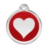 Red Dingo Glitter Engraved Dog Tag Heart Red -PetJoy Shop 0X HT RE LG