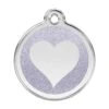 Red Dingo Glitter Engraved Dog Tag Heart Silver -PetJoy Shop 0X HT SI LG