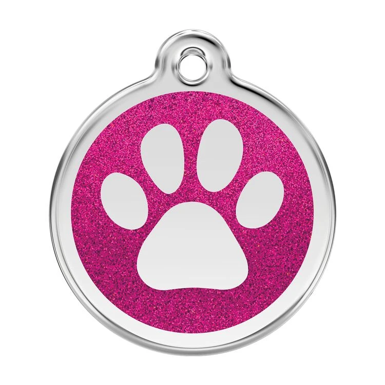 Red Dingo Glitter Engraved Dog Tag Paw Print Hot Pink 3 Red Dingo Glitter Engraved Dog Tag Paw Print Hot Pink