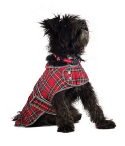 Muddy Paws Highland Tartan Dog Coat In Red