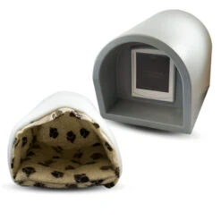 Mr Snugs KatDen Outdoor Cat Kennel/Shelter - Light Grey (Various Options) -PetJoy Shop 1231022044Kat Den Light GreyWith DoorWith MattressWith Liner.extrajpg