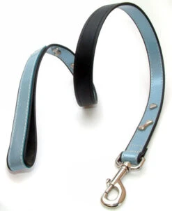 Vital Pet Products Leather Lead Light Blue Bones 15mm X 100cm