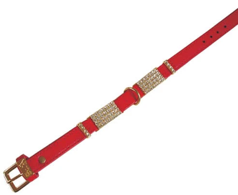 Hi-Craft Starlight Gold & Red Leather Dog Collar 3 Hi-Craft Starlight Gold & Red Leather Dog Collar