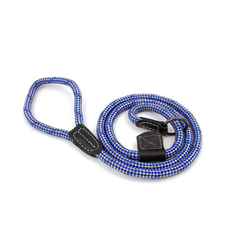 Great&Small Rope Slip Lead Blue With Leather 3 Great&Small Rope Slip Lead Blue With Leather