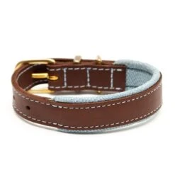 Great&Small Hawkhurst Leather Collar Padded Blue