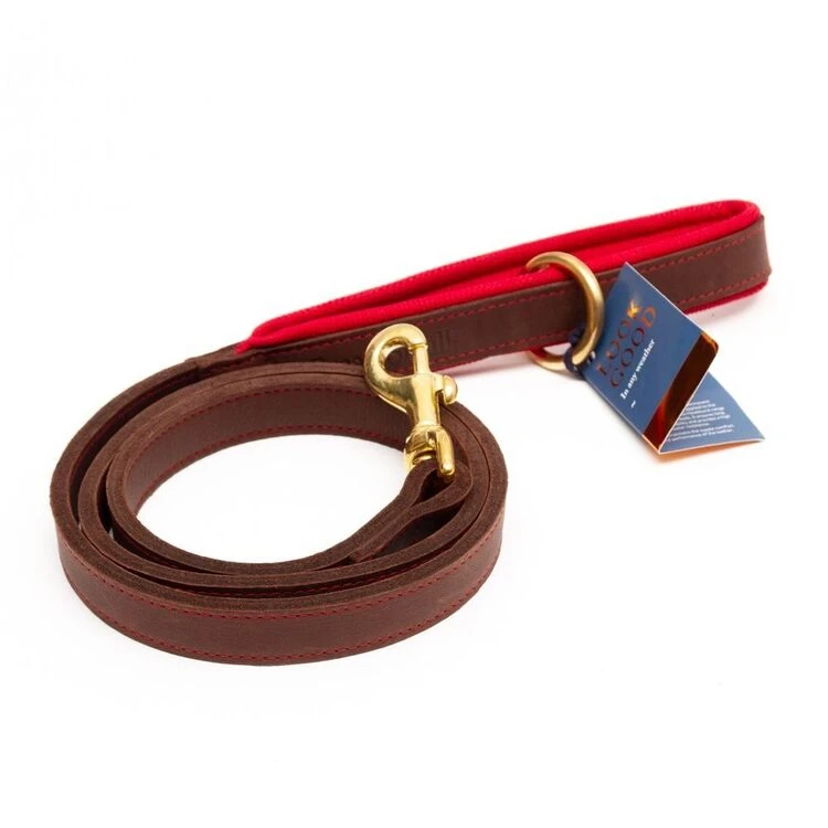 Great&Small Hawkhurst Leather Lead Padded Red 3 Great&Small Hawkhurst Leather Lead Padded Red