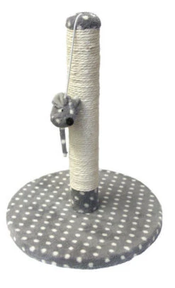 Rosewood Catwalk Scratchers Plush Dijon Catnip Scratcher Post - Grey & Cream