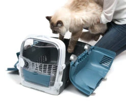 Catit Cabrio Cat Carrier Blue-Grey -PetJoy Shop 41372 cabrio blue gray with cat