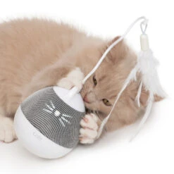 Catit Pixi Spinner Electronic Cat Toy White & Grey -PetJoy Shop 43145 catit pixi spinner kitten grab silver