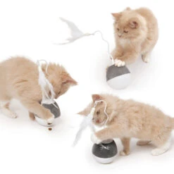Catit Pixi Spinner Electronic Cat Toy White & Grey -PetJoy Shop 43145 catit pixi spinner kittens silver