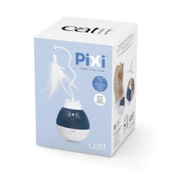 Catit Pixi Spinner Electronic Cat Toy White & Blue -PetJoy Shop 43146 catit pixi spinner blue packaging