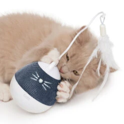Catit Pixi Spinner Electronic Cat Toy White & Blue -PetJoy Shop 43146 catit pixi spinner kitten grab blue