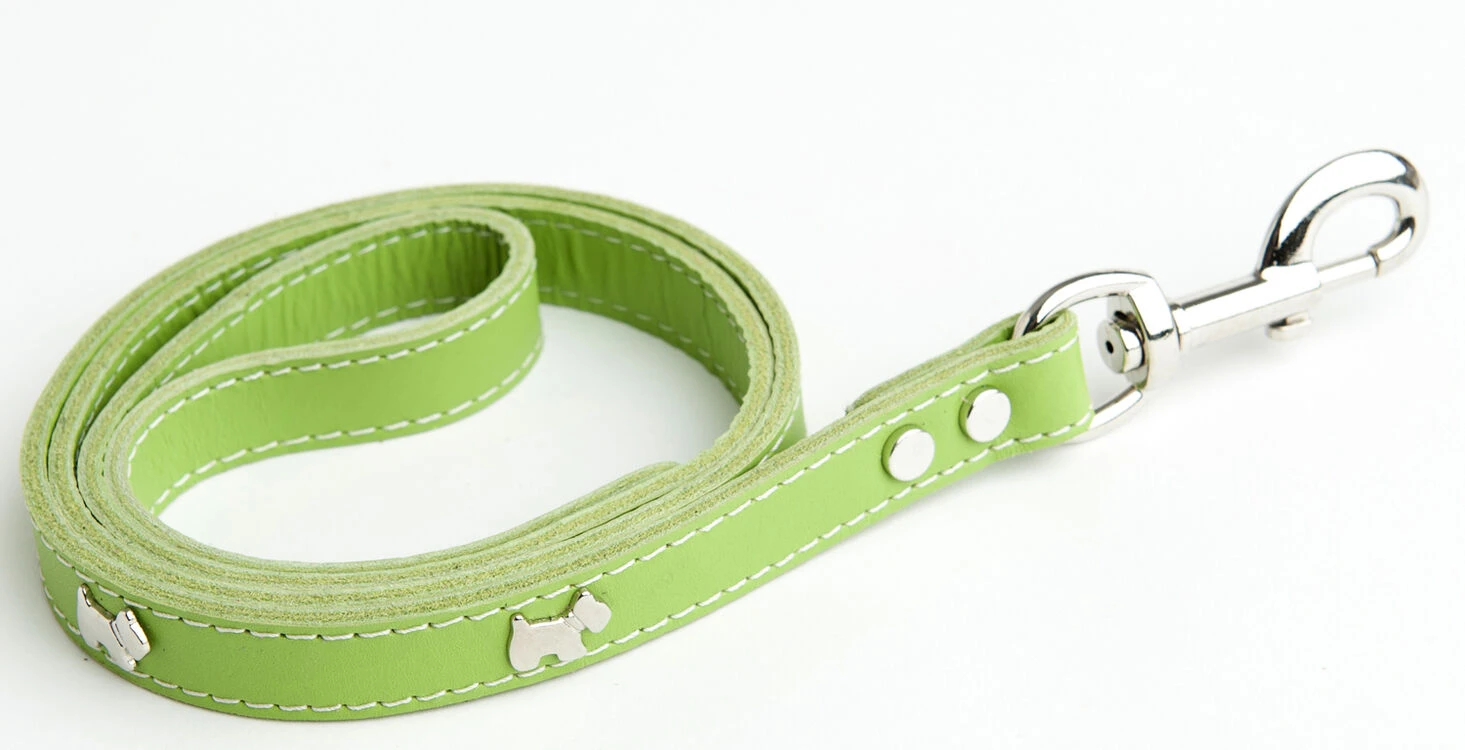 Doggy Things Westie Leather Dog Lead Green 3 Doggy Things Westie Leather Dog Lead Green