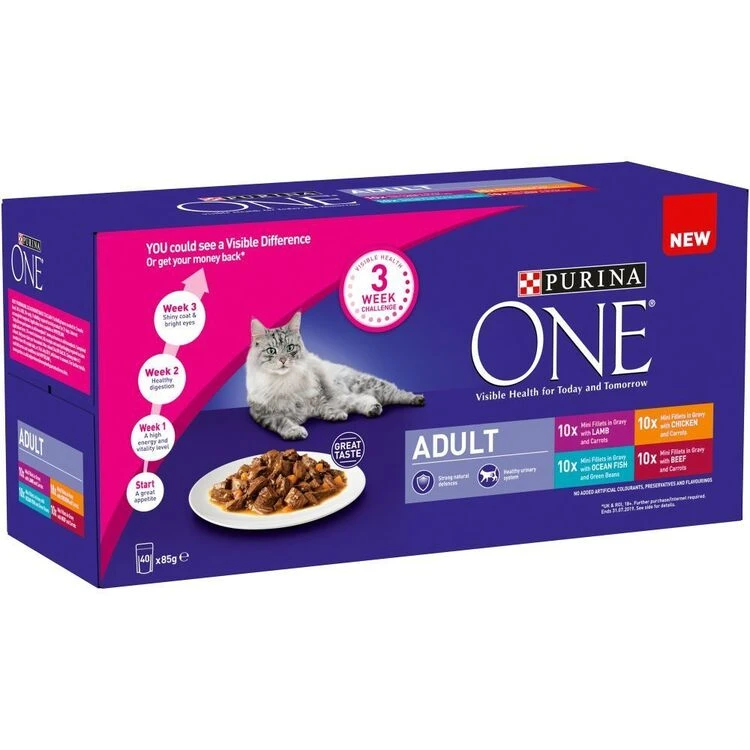 40 X 85g Purina One Adult Cat Mini Fillets In Gravy 3 40 X 85g Purina One Adult Cat Mini Fillets In Gravy