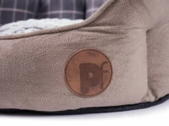 Petface Grey Check & Bamboo Oval Bed -PetJoy Shop 5954bd71265d52.70629837