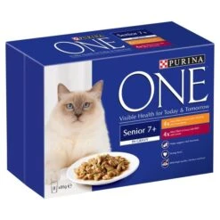 40 X Purina One Senior 7+ Mini Fillets In Gravy Chicken & Beef 85g