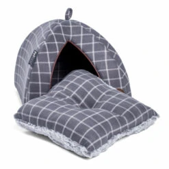 Petface Grey Window Pane Check Cat Igloo -PetJoy Shop 5aa7e4830c1a85.59272628